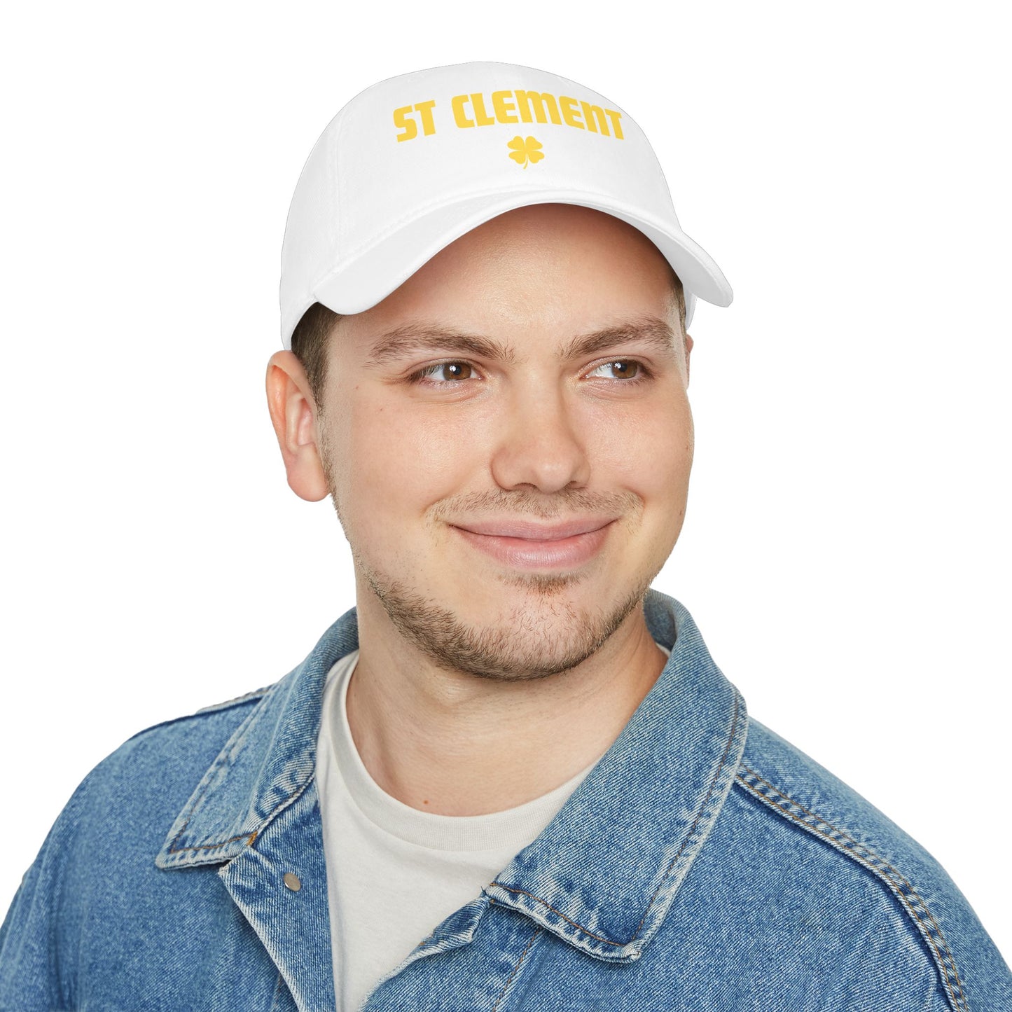St. Clement Low Profile Baseball Cap — Retro Gold Text with Shamrock
