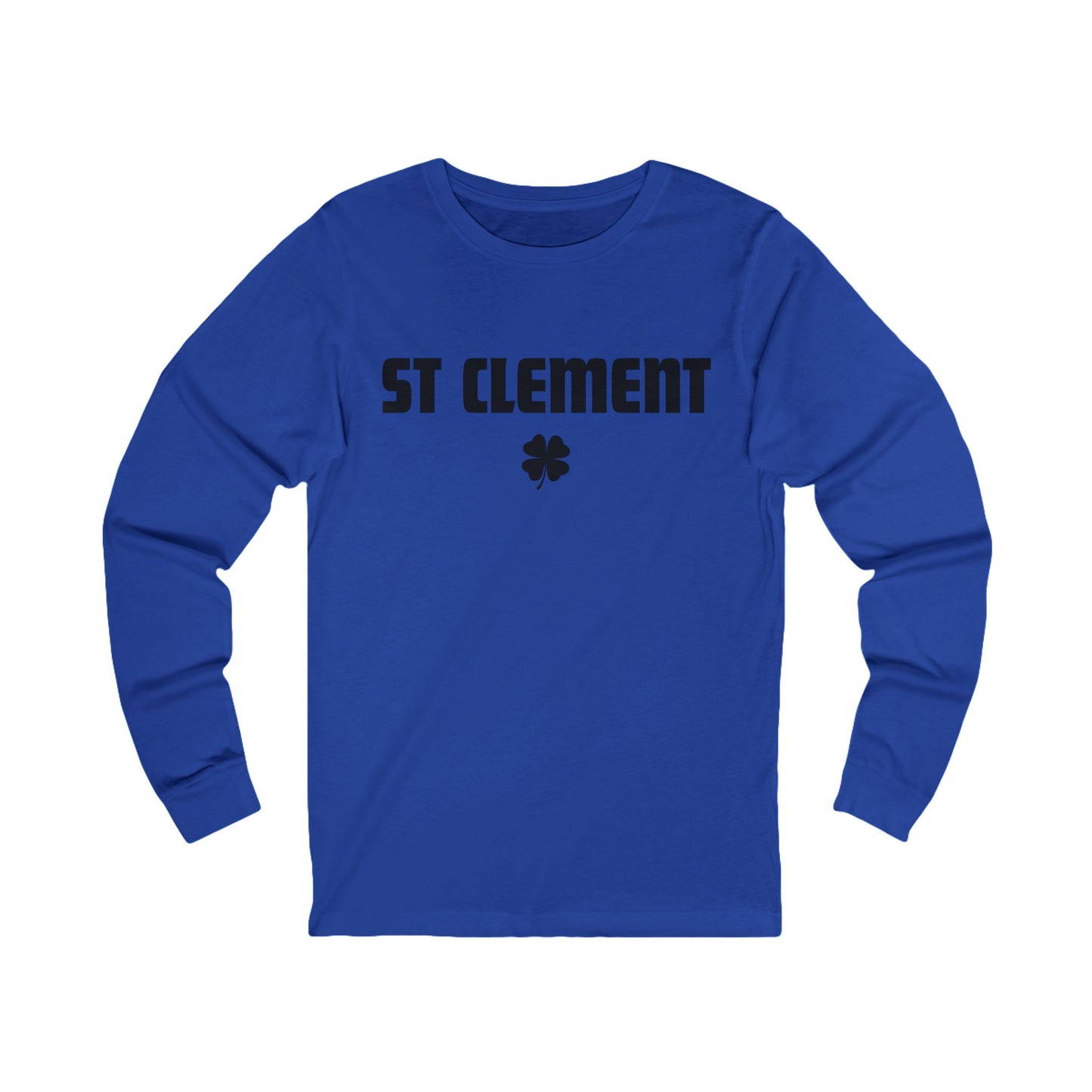 St Clement BLACK print with shamrock Long Sleeve Tee