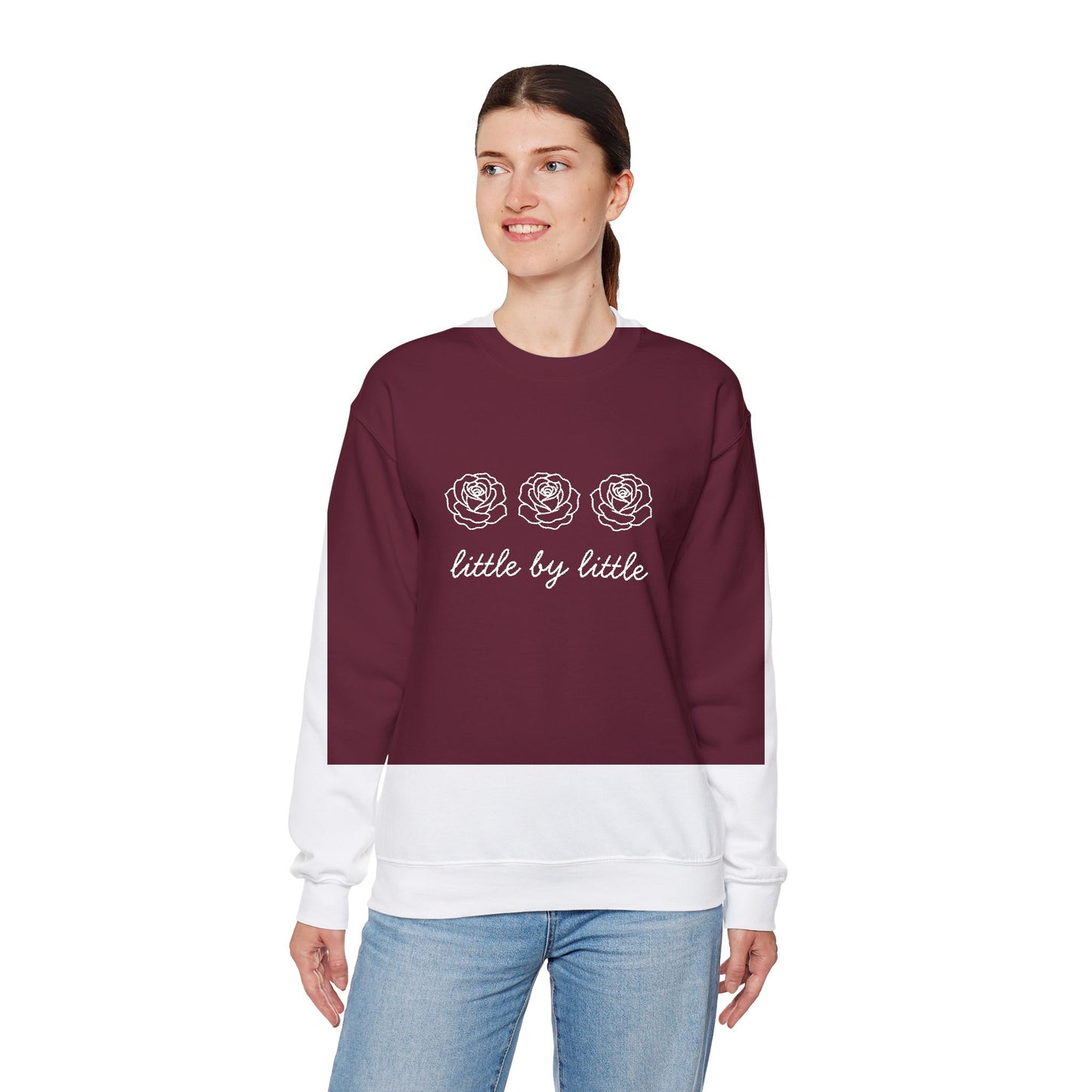 Little by little Embroidered Crewneck Sweatshirt - white stitches