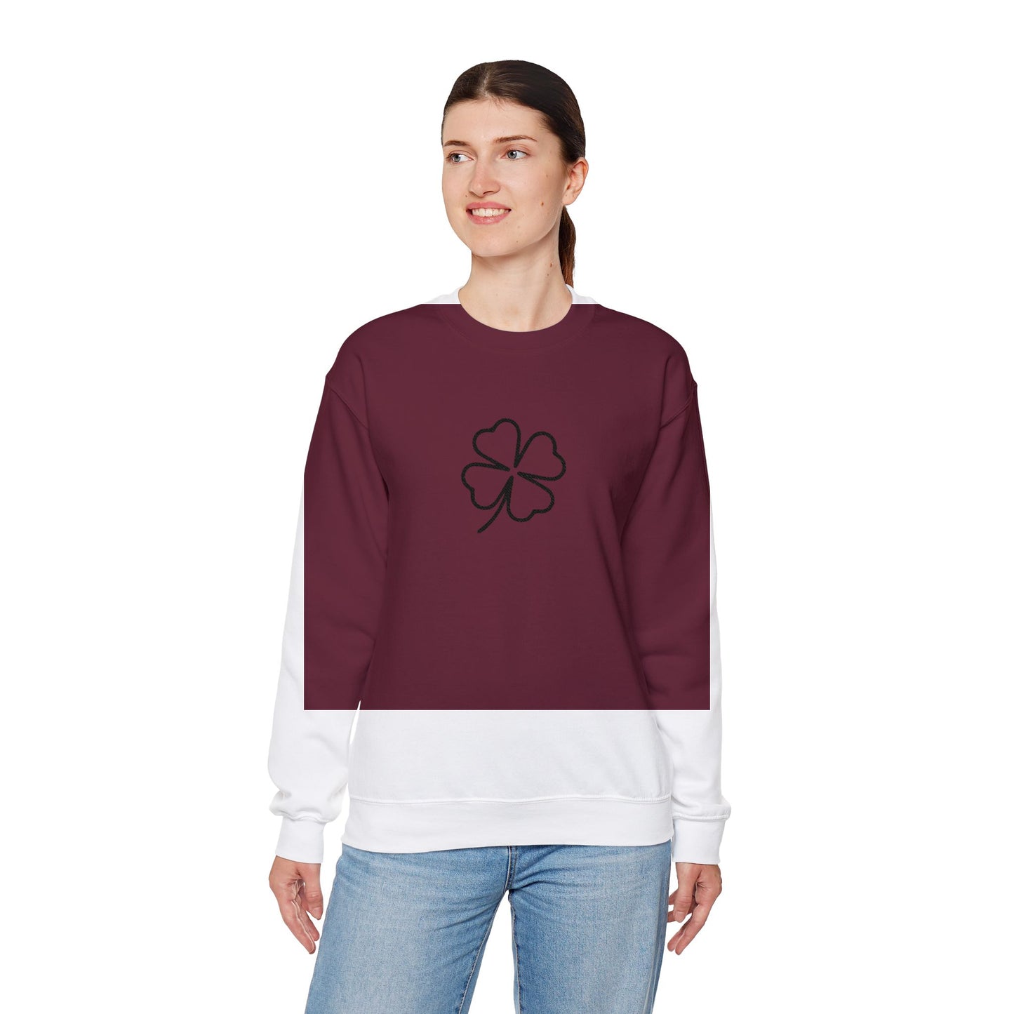 Shamrock Embroidered Crewneck Sweatshirt - Black Stitching
