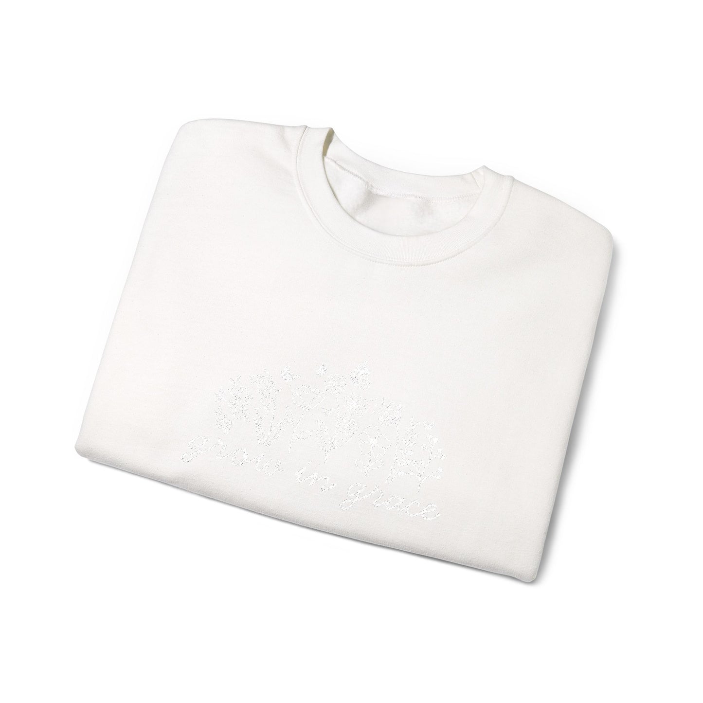 grow in grace Embroidered Crewneck Sweatshirt - white stitches