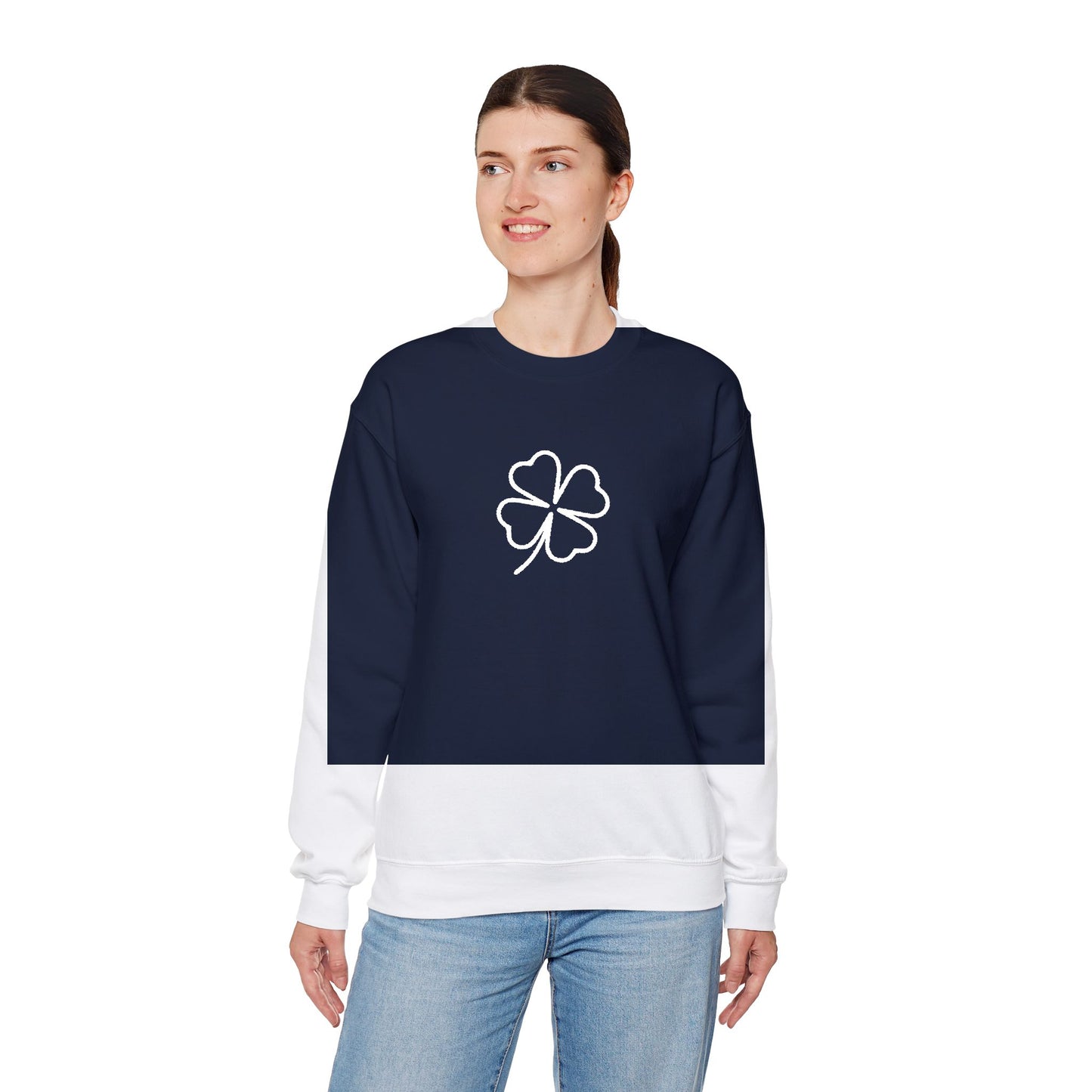Shamrock Embroidered Crewneck Sweatshirt - White Stitching
