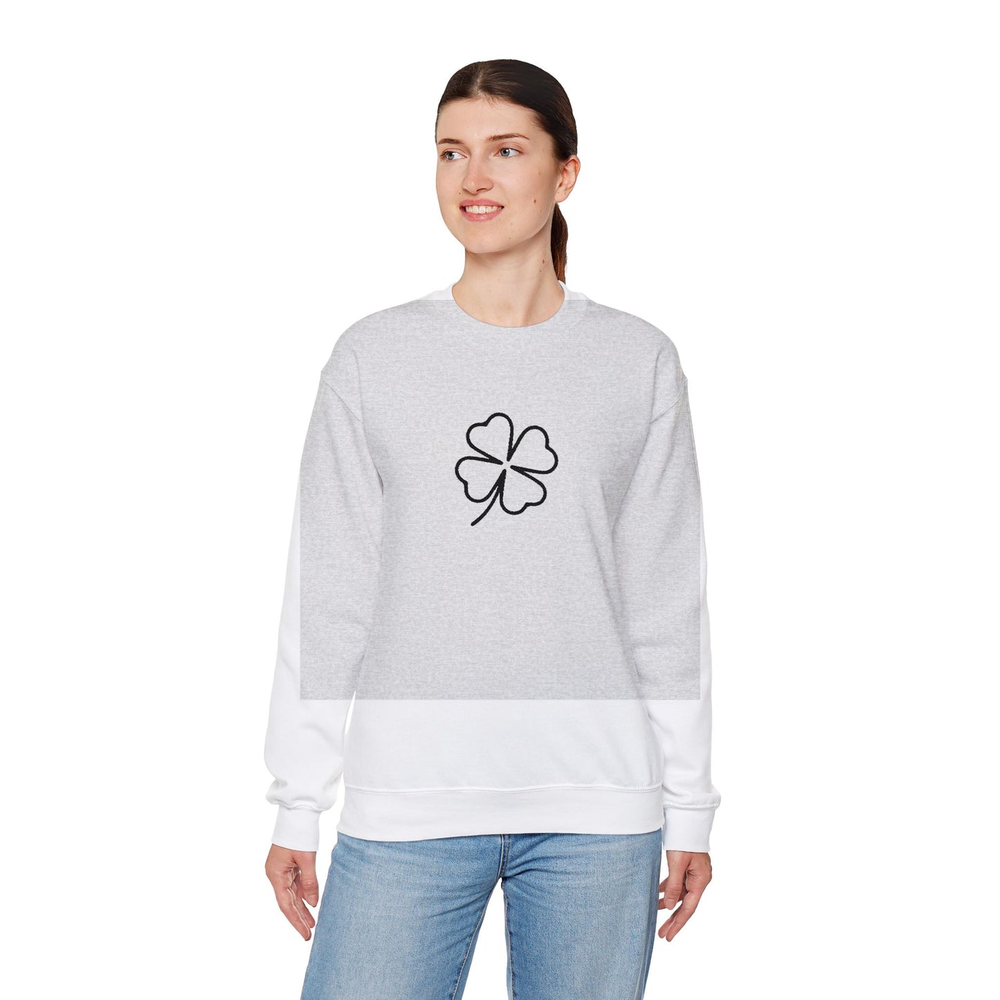Shamrock Embroidered Crewneck Sweatshirt - Black Stitching