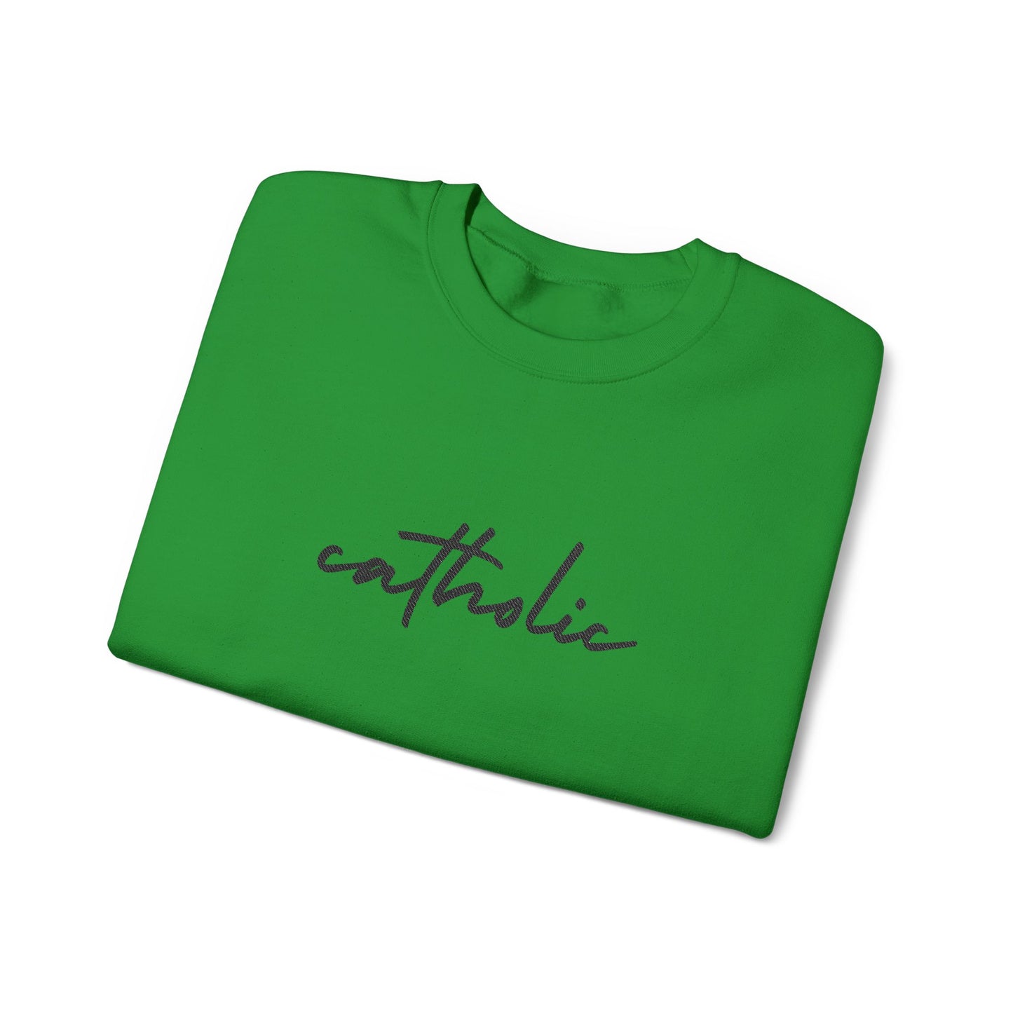 catholic Script Embroidered Crewneck Sweatshirt - black stitches