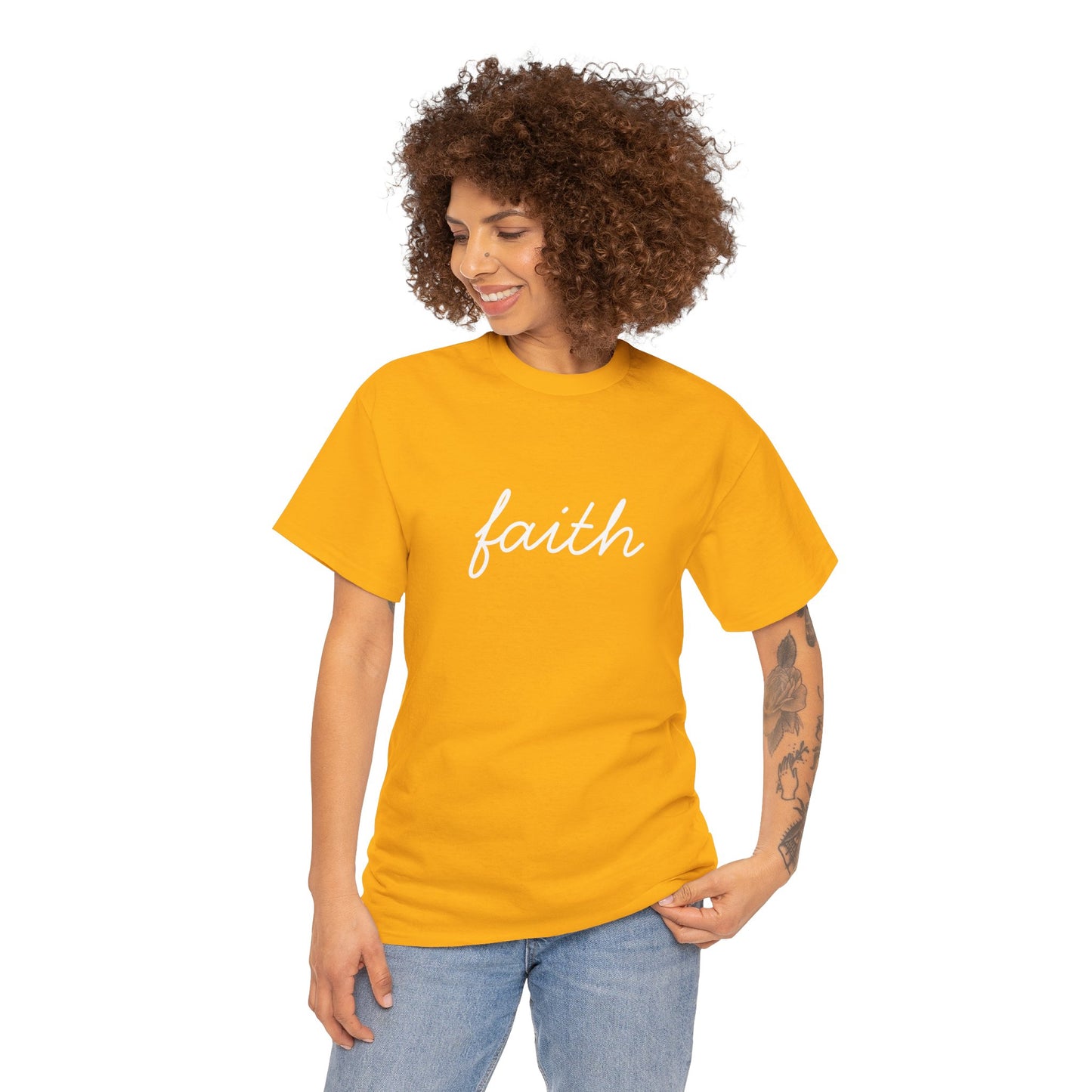 Faith Script T-Shirt —White Printing