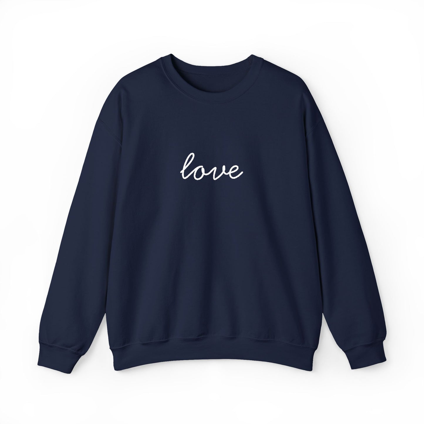 love Script Embroidered Crewneck Sweatshirt - white stitches